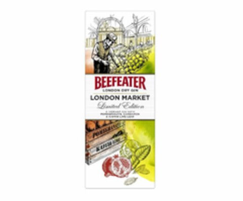 BEEFEATER LONDON DRY GIN LONDON MARKET LIMITED EDITION A VIBRANT GIN WITH POMEGRANATE, CARDAMON & KAFFIR LIME LEAF Logo (USPTO, 10/13/2011)