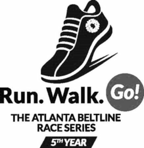 RUN.WALK.GO! THE ATLANTA BELTLINE RACE SERIES 5TH YEAR Logo (USPTO, 04.04.2015)