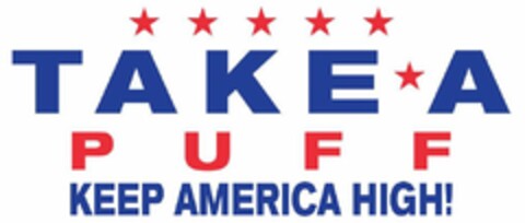 TAKE A PUFF KEEP AMERICA HIGH! Logo (USPTO, 09/20/2019)