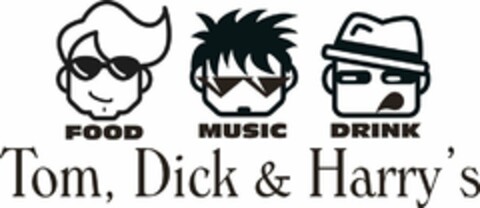FOOD MUSIC DRINK TOM, DICK & HARRY'S Logo (USPTO, 18.03.2009)