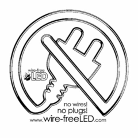 WIRE-FREE LED NO WIRES! NO PLUGS! WWW.WIRE-FREELED.COM Logo (USPTO, 01.08.2011)