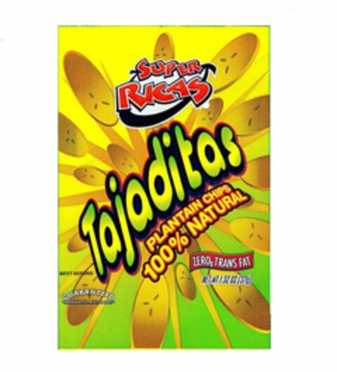 SUPER RICAS TAJADITAS PLANTAIN CHIPS 100% NATURAL Logo (USPTO, 10/22/2015)