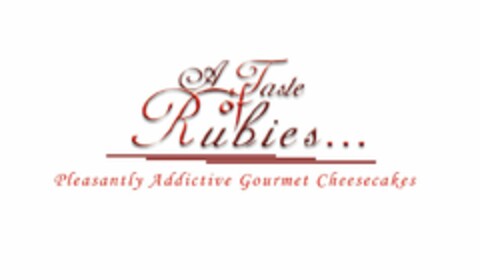 A TASTE OF RUBIES... PLEASANTLY ADDICTIVE GOURMET CHEESECAKES Logo (USPTO, 05/14/2009)