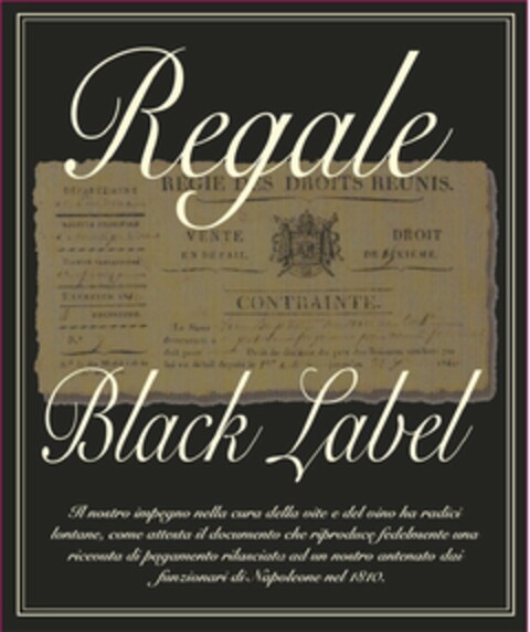 REGALE BLACK LABEL Logo (USPTO, 01/24/2019)