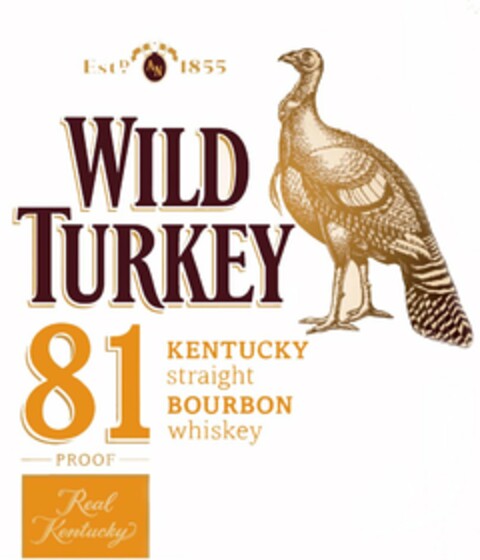 ESTD. AN 1855 WILD TURKEY 81 PROOF REALKENTUCKY KENTUCKY STRAIGHT BOURBON WHISKEY Logo (USPTO, 05/16/2011)