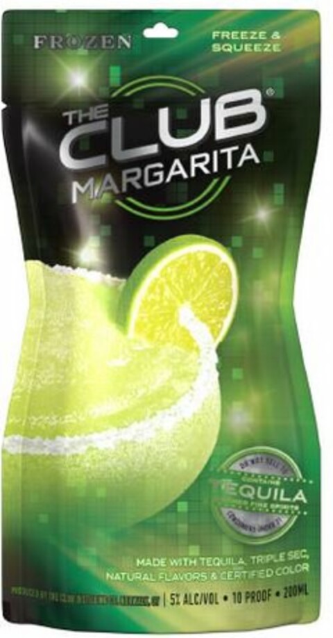 THE CLUB MARGARITA FROZEN FREEZE A SQUEEZE TEQUILA MADE WITH TEQUILA TRIPLE SEC. NATURAL FLAVORS & CERTIFIED COLOR Logo (USPTO, 13.08.2013)