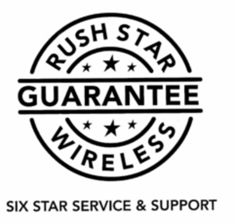 RUSH STAR GUARANTEE WIRELESS SIX STAR SERVICE & SUPPORT Logo (USPTO, 02/18/2014)