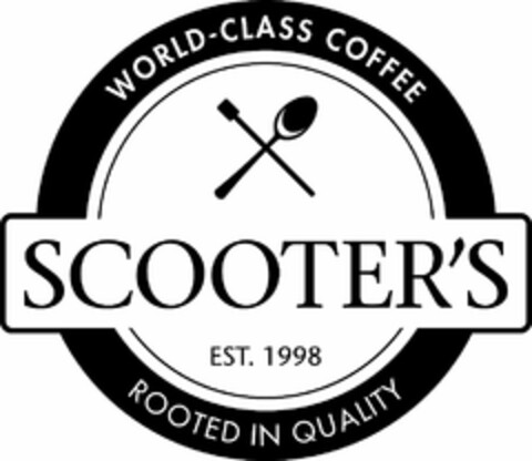 WORLD-CLASS COFFEE SCOOTER'S EST. 1998 ROOTED IN QUALITY Logo (USPTO, 03/27/2014)