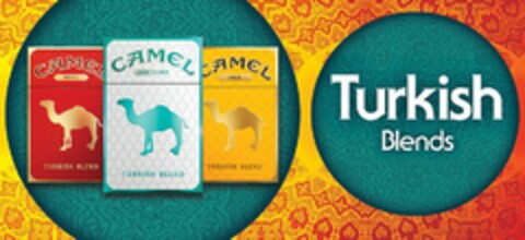 CAMEL ROYAL TURKISH BLEND CAMEL JADE SILVER TURKISH BLEND CAMEL GOLD TURKISH BLEND TURKISH BLENDS Logo (USPTO, 09/30/2016)