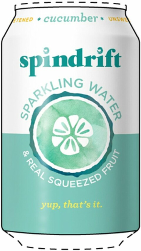 SPINDRIFT * CUCUMBER * UNSWEETENED SPARKLING WATER & REAL SQUEEZED FRUIT YUP, THAT'S IT. Logo (USPTO, 02.05.2017)