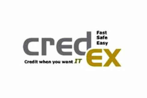 CREDEX FAST SAFE EASY CREDIT WHEN YOU WANT IT Logo (USPTO, 12/29/2008)