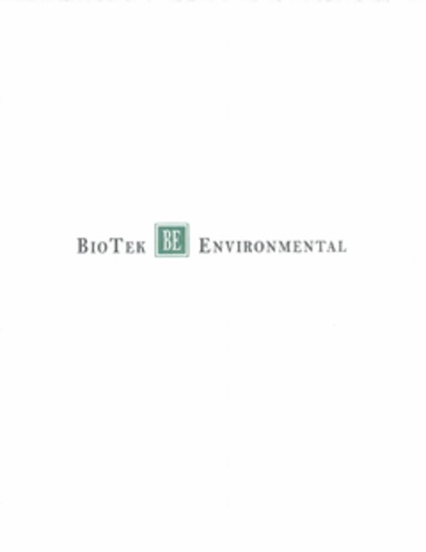 BE BIOTEK ENVIRONMENTAL Logo (USPTO, 01/19/2011)