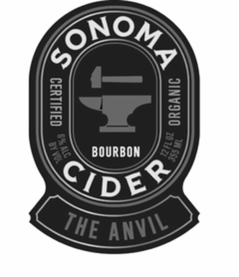 SONOMA CIDER CERTIFIED ORGANIC BOURBON THE ANVIL Logo (USPTO, 10/01/2013)