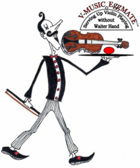 V-MUSIC EGGMATE SERVING UP VIOLIN PLAYING WITHOUT WAITER HAND Logo (USPTO, 09.02.2014)