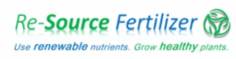 RE-SOURCE FERTILIZER USE RENEWABLE NUTRIENTS. GROW HEALTHY PLANTS. Logo (USPTO, 10/12/2016)