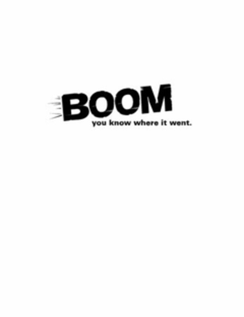 BOOM YOU KNOW WHERE IT WENT Logo (USPTO, 12/23/2011)