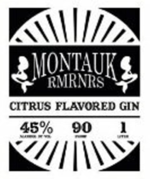 MONTAUK RMRNRS CITRUS FLAVORED GIN 45% ALCOHOL BY VOL 90 PROOF 1 LITER Logo (USPTO, 08.07.2015)