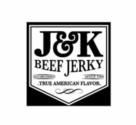 J&K BEEF JERKY ESTABLISHED SINCE 1980 .TRUE AMERICAN FLAVOR. Logo (USPTO, 02/21/2018)