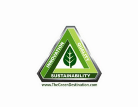 INNOVATION QUALITY SUSTAINABILITY WWW.THEGREENDESTINATION.COM Logo (USPTO, 05/13/2009)