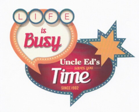 LIFE IS BUSY UNCLE ED'S SAVES YOU TIME SINCE 1982 Logo (USPTO, 08/25/2016)