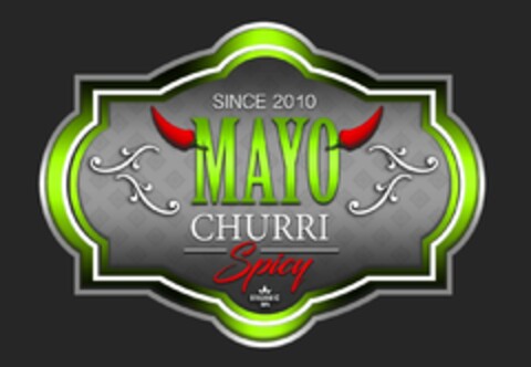 SINCE 2010 MAYO CHURRI SPICY ORGANIC 100% Logo (USPTO, 17.05.2018)