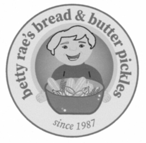 BETTY RAE'S BREAD & BUTTER PICKLES SINCE 1987 Logo (USPTO, 01/14/2019)