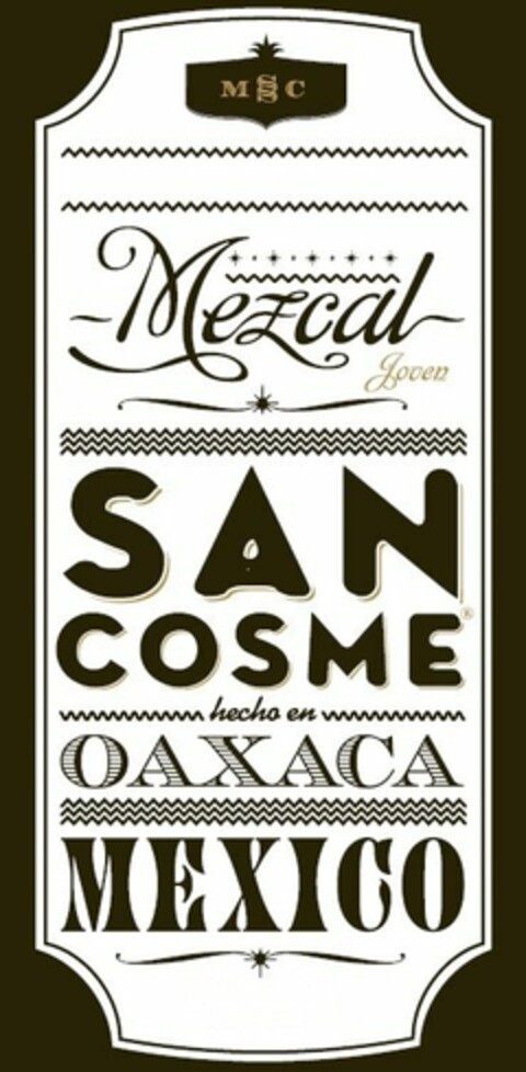 MSSC MEZCAL JOVEN SAN COSME HECHO EN OAXACA MEXICO Logo (USPTO, 15.12.2011)