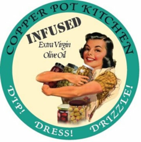 COPPER POT KITCHEN INFUSED EXTRA VIRGINOLIVE OIL DIP! DRESS! DRIZZLE! Logo (USPTO, 07/31/2015)