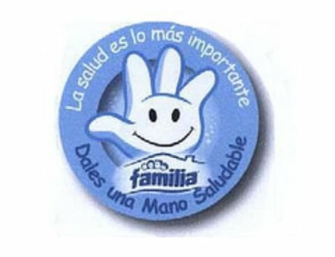 LA SALUD ES LO MÁS IMPORTANTE FAMILIA DALES UNA MANO SALUDABLE Logo (USPTO, 03.08.2012)