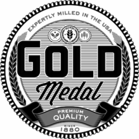 EXPERTLY MILLED IN THE USA SINCE 1880 GOLD MEDAL PREMIUM QUALITY Logo (USPTO, 13.08.2014)