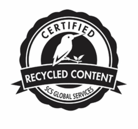 RECYCLED CONTENT CERTIFIED SCS GLOBAL SERVICES Logo (USPTO, 10/30/2015)