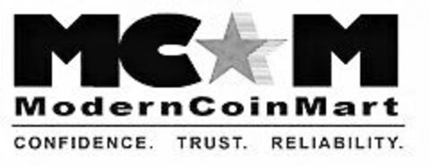 MCM MODERNCOINMART CONFIDENCE. TRUST. RELIABILITY. Logo (USPTO, 08/23/2016)