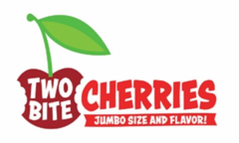 TWO BITE CHERRIES JUMBO SIZE AND FLAVOR! Logo (USPTO, 06/28/2017)