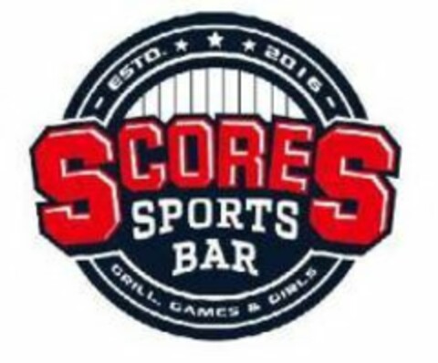 ESTD. 2016 SCORES SPORTS BAR GRILL, GAMES & GIRLS Logo (USPTO, 15.07.2019)