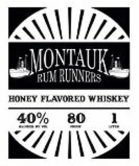 MONTAUK RUM RUNNERS HONEY FLAVORED WHISKEY 40% ALCOHOL BY VOL 80 PROOF 1 LITER Logo (USPTO, 08.07.2015)