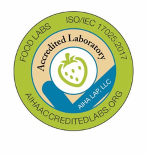 FOOD LABS ISO/IEC 17025:2017 AIHAACCREDITEDLABS.ORG ACCREDITED LABORATORY AIHA LAP, LLC Logo (USPTO, 03/23/2017)