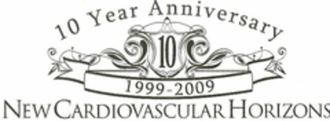 10 YEAR ANNIVERSARY 10 1999-2009 NEW CARDIOVASCULAR HORIZONS Logo (USPTO, 03/04/2009)