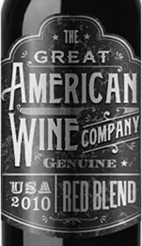 THE GREAT AMERICAN WINE COMPANY GENUINE USA 2010 RED BLEND Logo (USPTO, 06.02.2013)