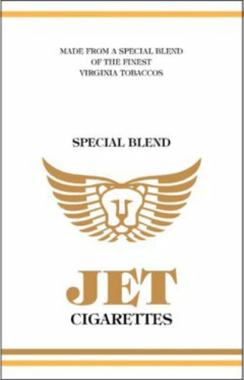 MADE FROM A SPECIAL BLEND OF THE FINEST VIRGINIA TOBACCOS SPECIAL BLEND JET CIGARETTES Logo (USPTO, 11.01.2016)