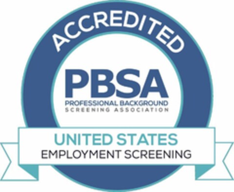 ACCREDITED PBSA PROFESSIONAL BACKGROUND SCREENING ASSOCIATION UNITED STATES EMPLOYMENT SCREENING Logo (USPTO, 11/18/2019)