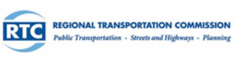 RTC REGIONAL TRANSPORTATION COMMISSION PUBLIC TRANSPORTATION · STREETS AND HIGHWAYS · PLANNING Logo (USPTO, 28.04.2010)