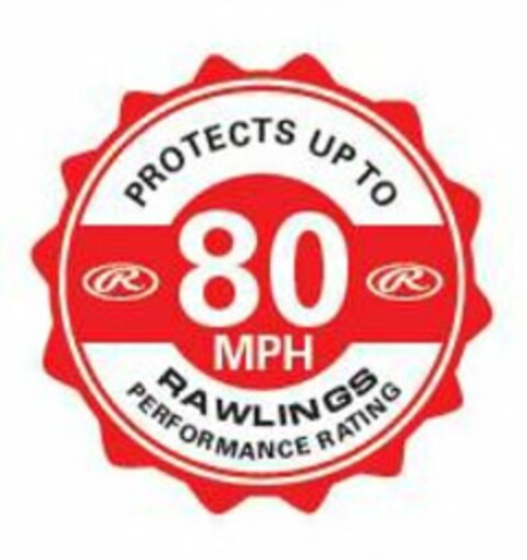 PROTECTS UP TO 80 MPH RAWLINGS PERFORMANCE RATING R Logo (USPTO, 17.07.2012)