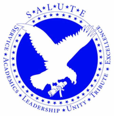 S*A*L*U*T*E SERVICE ACADEMICS LEADERSHIP UNITY TRIBUTE EXCELLENCE Logo (USPTO, 17.12.2009)