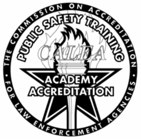 THE COMMISSION ON ACCREDITATION FOR LAWENFORCEMENT AGENCIES PUBLIC SAFETY TRAINING CALEA ACADEMY ACCREDITATION Logo (USPTO, 18.10.2011)