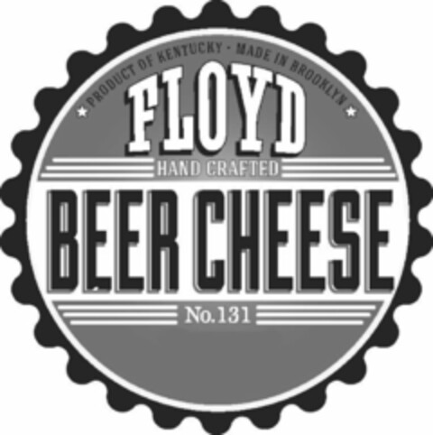 PRODUCT OF KENTUCKY MADE IN BROOKLYN FLOYD HAND CRAFTED BEER CHEESE NO.131 Logo (USPTO, 10/03/2012)