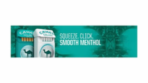 CAMEL CRUSH SMOOTH CAMEL CRUSH SMOOTH SILVER SQUEEZE. CLICK. SMOOTH MENTHOL Logo (USPTO, 20.08.2019)