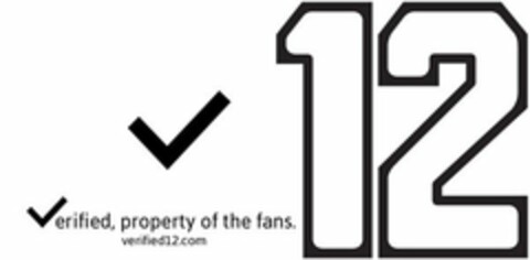 V12 VERIFIED PROPERTY OF THE FANS. VERIFIED12.COM Logo (USPTO, 10/22/2019)