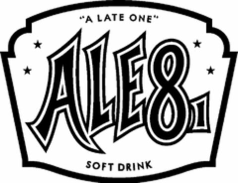 "A LATE ONE" ALE 8 1 SOFT DRINK Logo (USPTO, 07/08/2015)