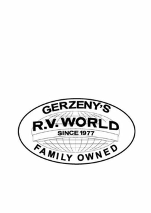 GERZENY'S R.V. WORLD SINCE 1977 FAMILY OWNED Logo (USPTO, 09/12/2017)