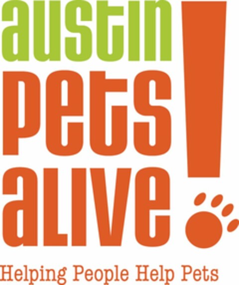 AUSTIN PETS ALIVE! HELPING PEOPLE HELP PETS Logo (USPTO, 09/05/2013)